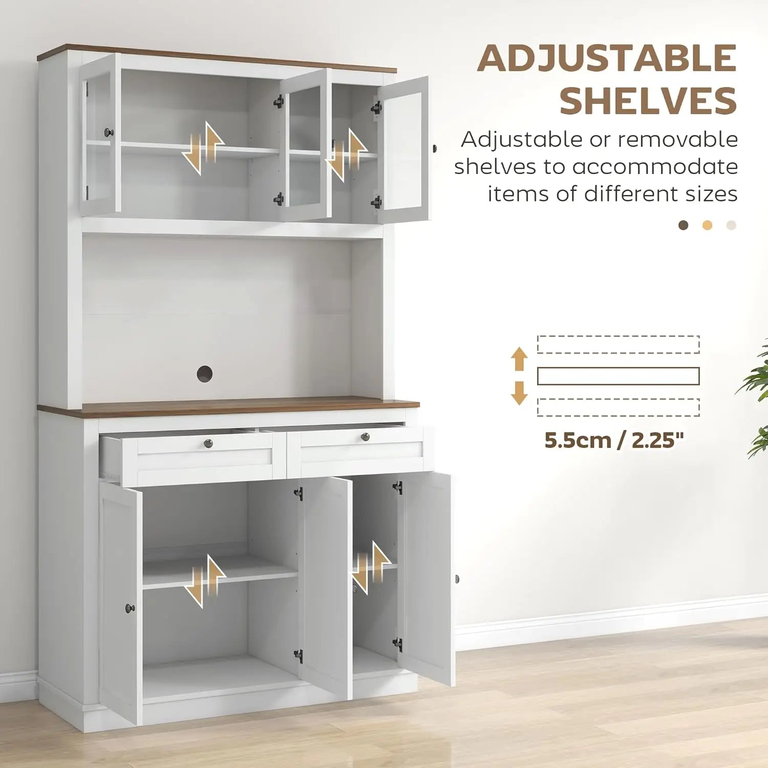 71" Kitchen Pantry Cabine, Microwave Stand, 2 Drawers