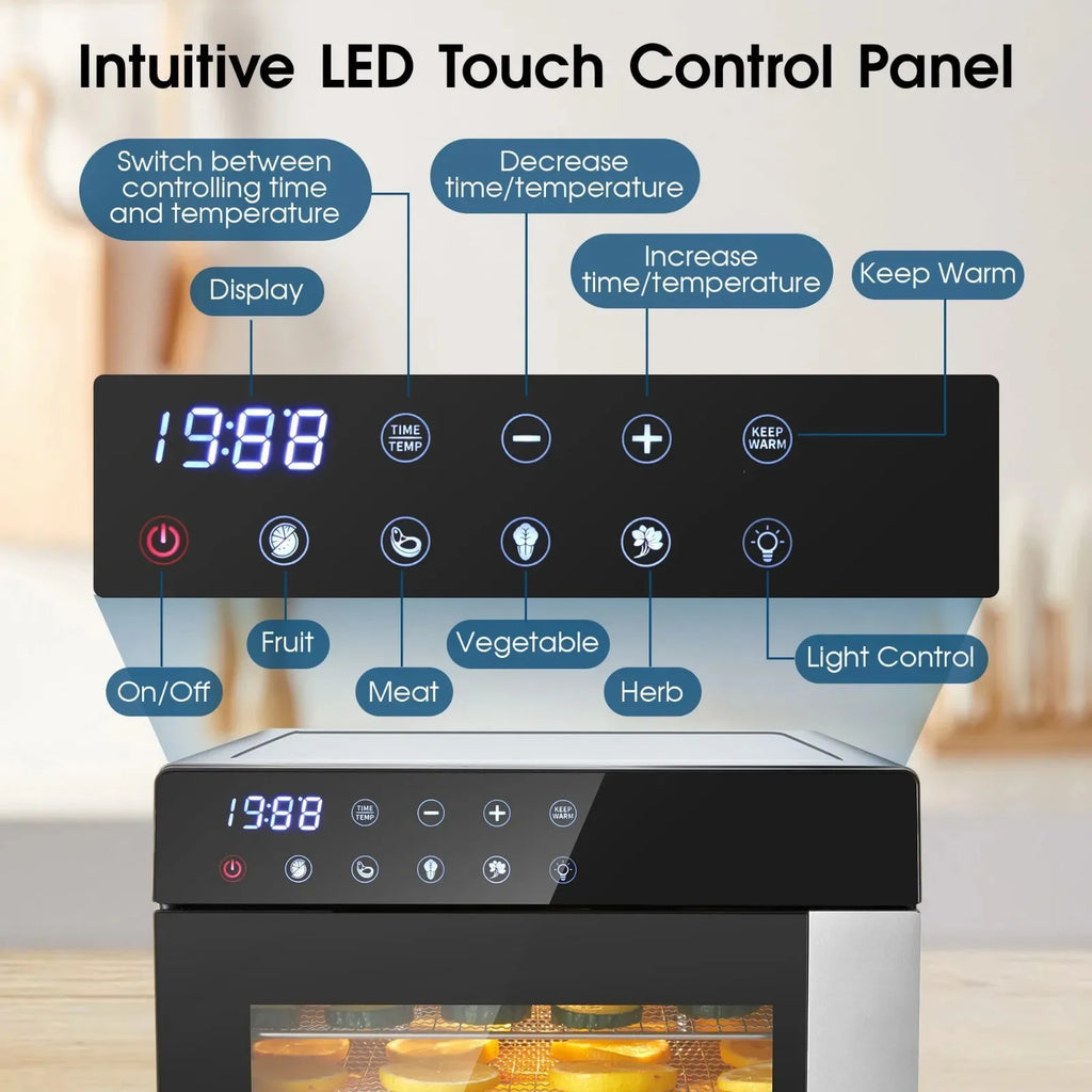 8-Tray Stainless Steel ,600W with 4 Presets & Digital Timer