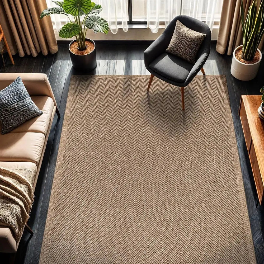9x12 Natural Jute Indoor/Outdoor Herringbone