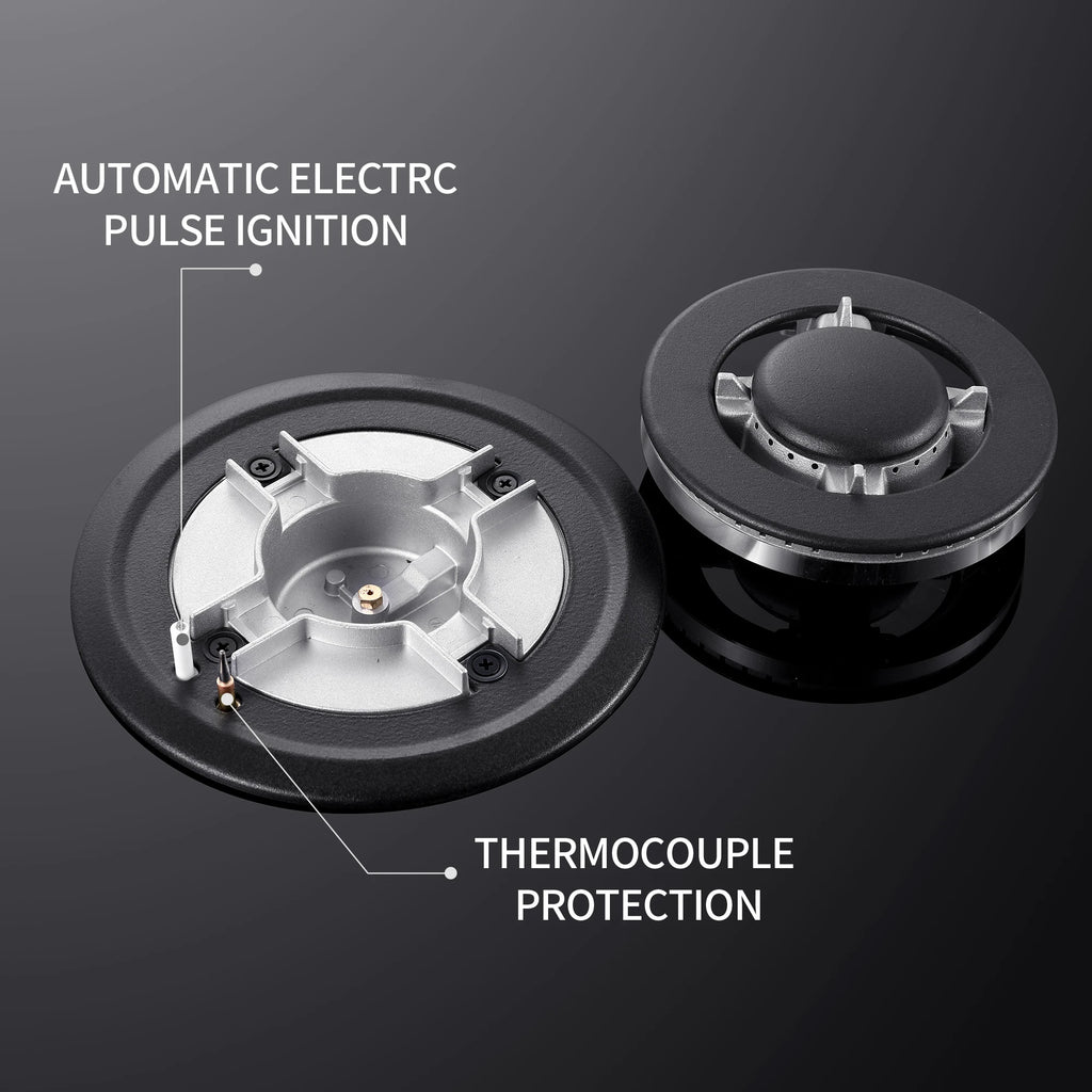 24 Inch 4-Burner Gas Cooktop | Dual Fuel NG/LPG