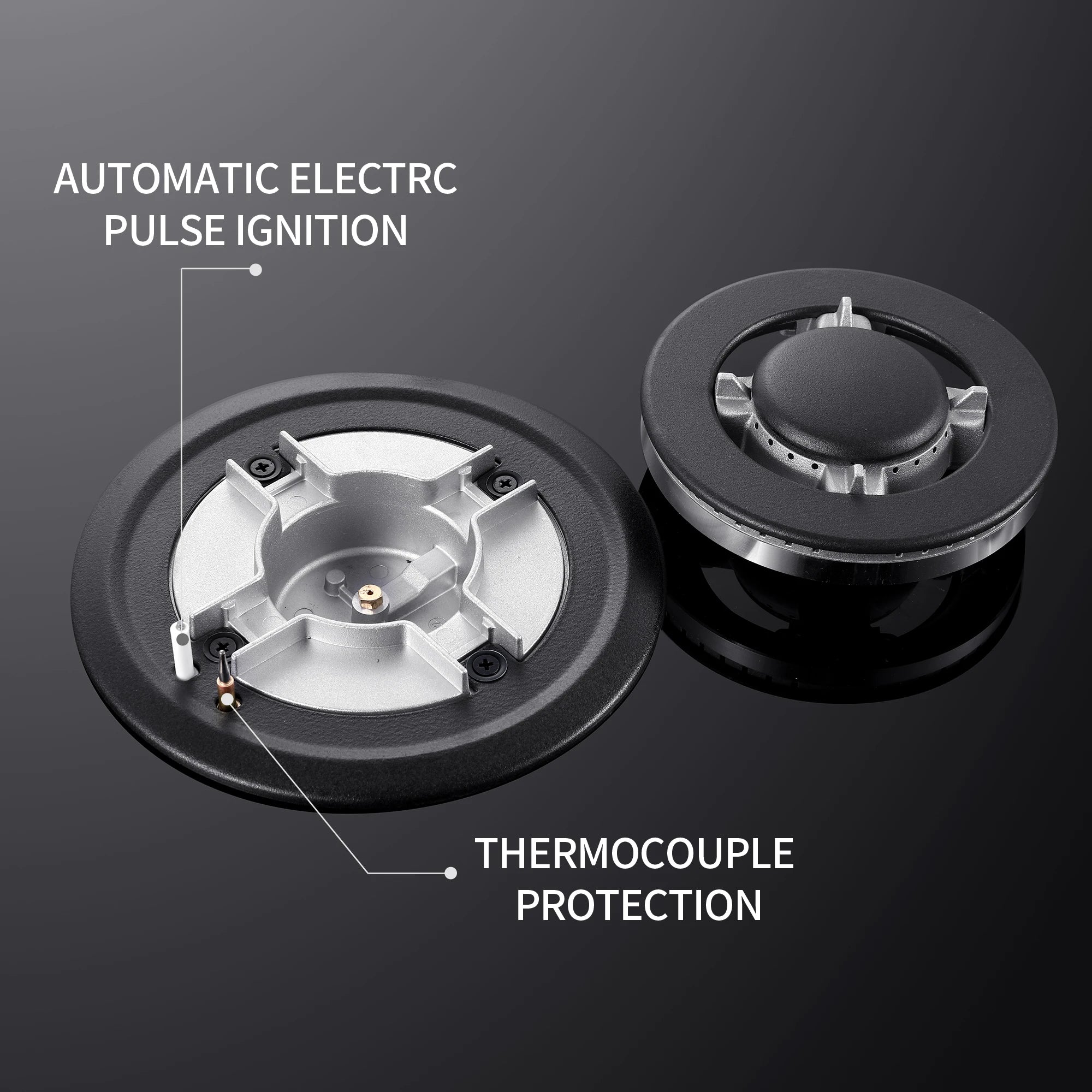 24 Inch 4-Burner Gas Cooktop | Dual Fuel NG/LPG