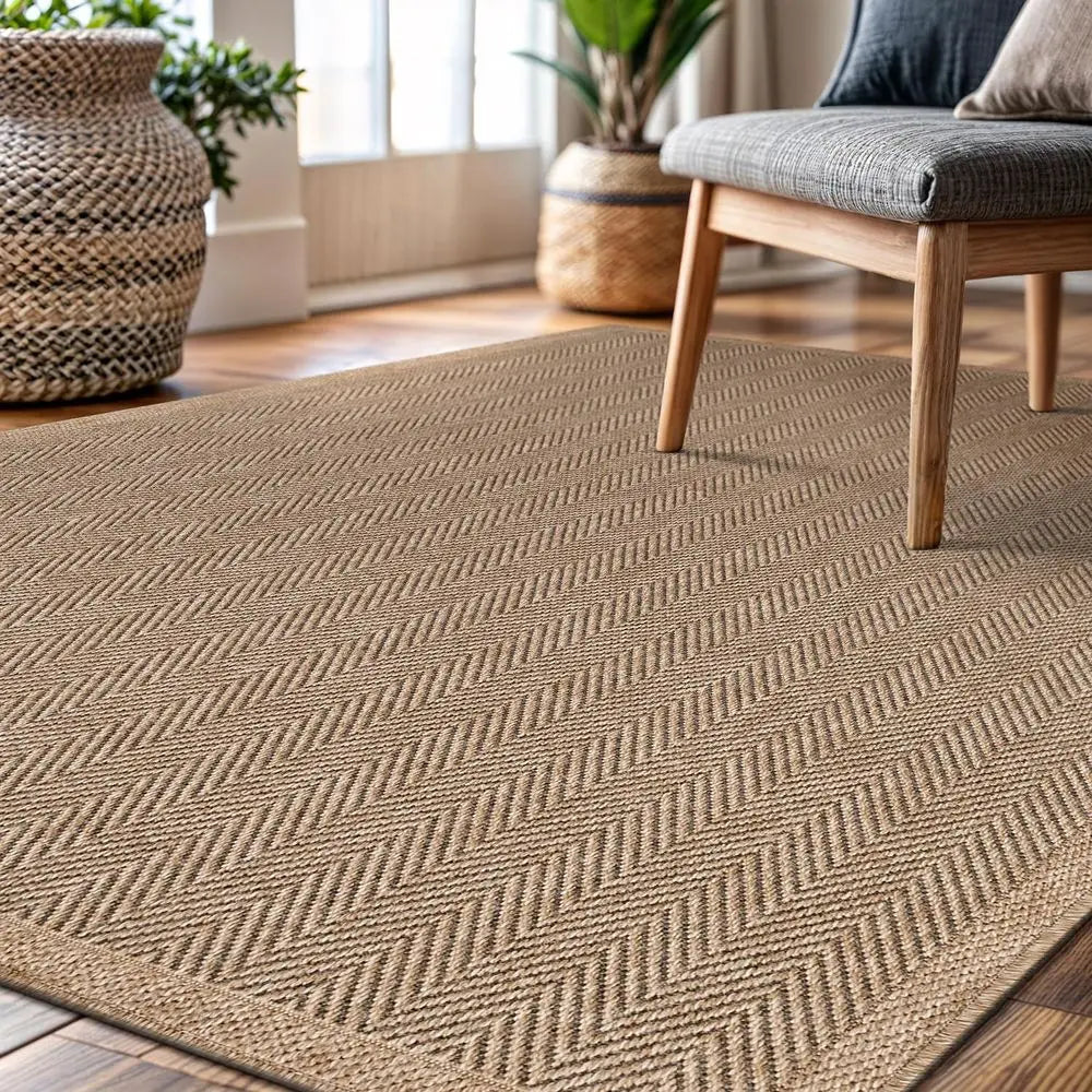 9x12 Natural Jute Indoor/Outdoor Herringbone
