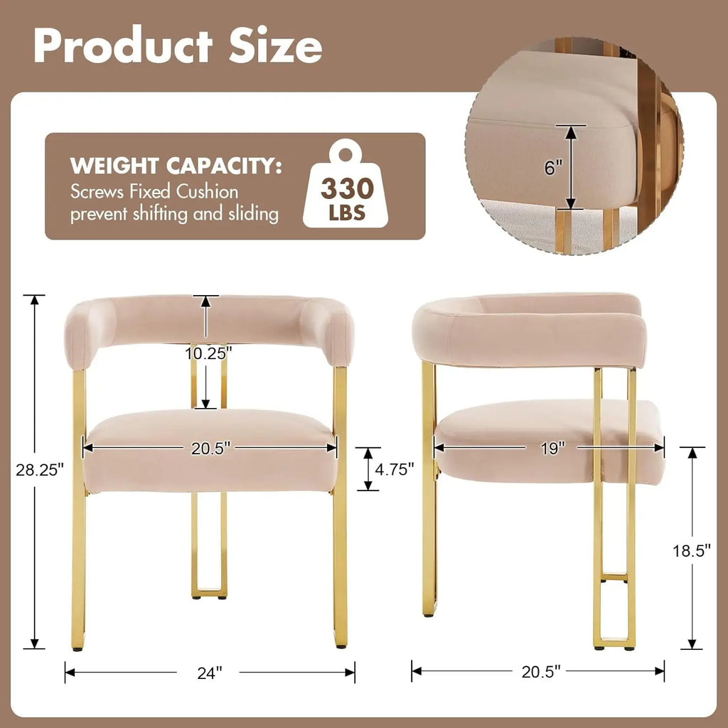2 Velvet Khaki Gold Metal Legs
