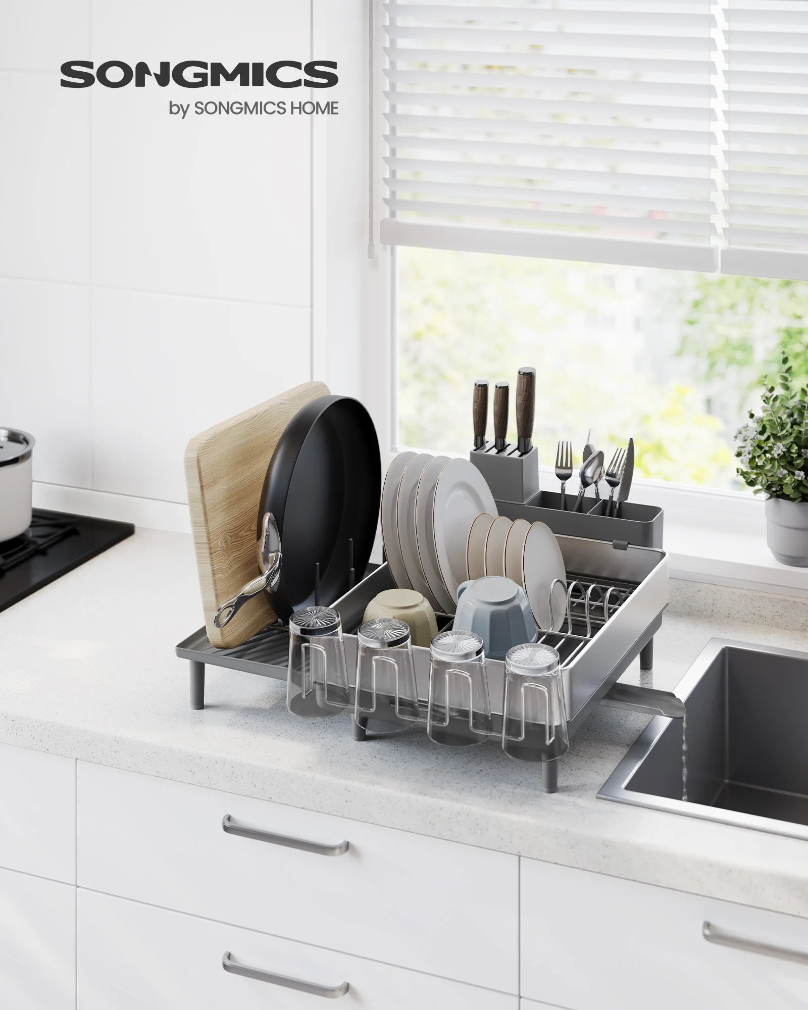 Large Dish Rack, Expandable Stainless