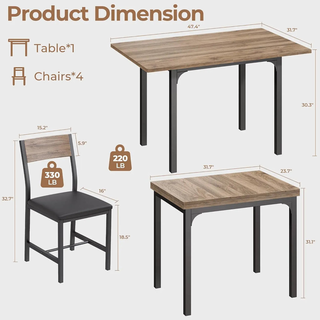 Extendable Set for 4 w/Upholstered Chairs