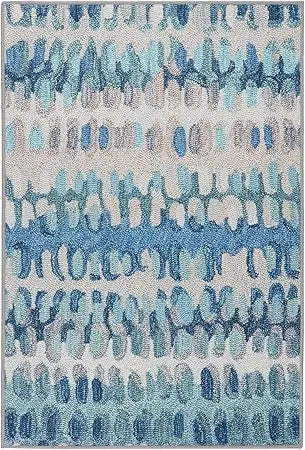 3x5 Washable Geometric Blue