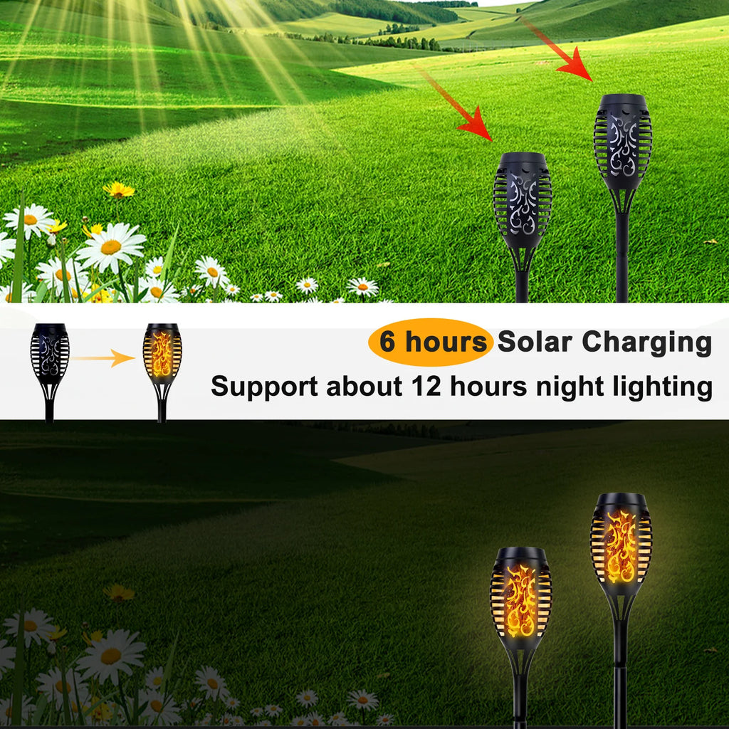 4/6/8/12 Solar Flame LED Torch Light