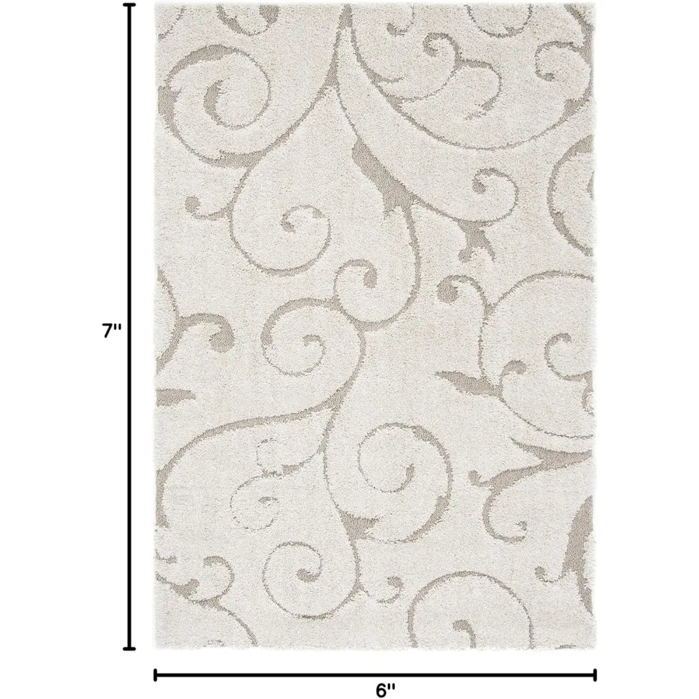 5'3x7'6 Cream/Beige Scroll