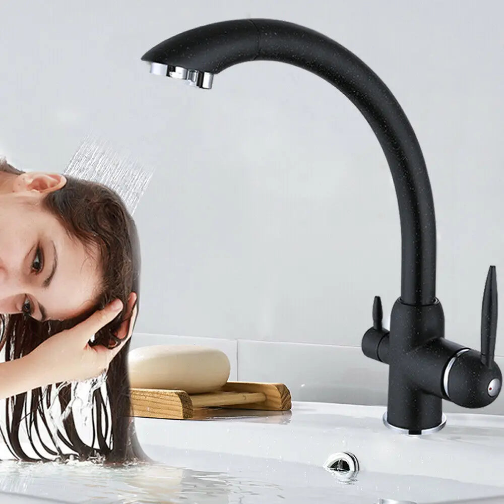 Black Three-Way Mixer Tap
