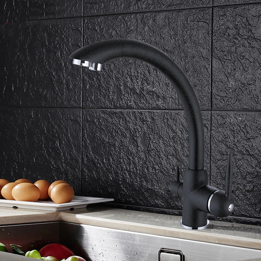 Black Three-Way Mixer Tap