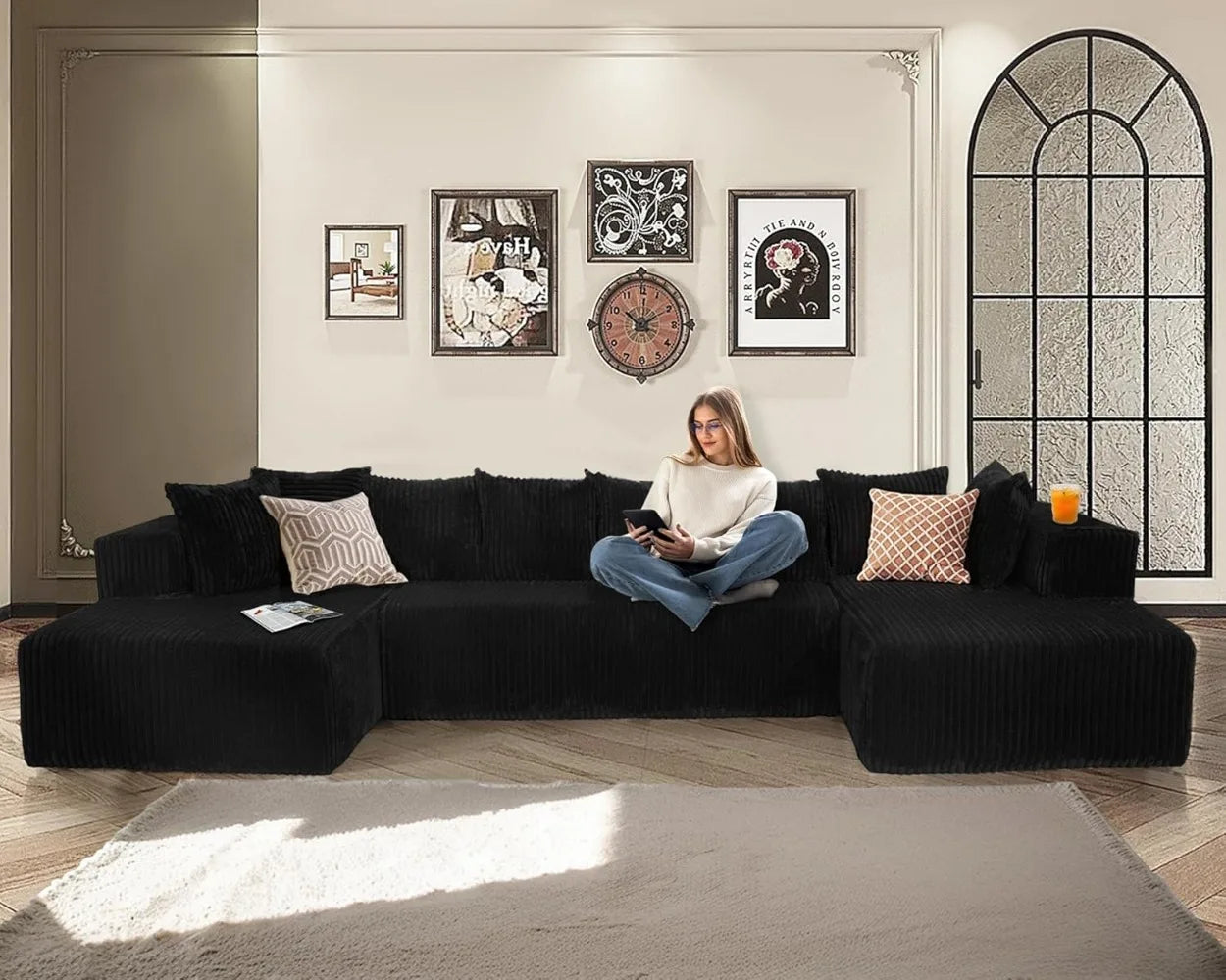 130" U-Shaped Cloud Sofa Bed