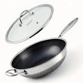 12" Stainless Steel Wok Pan,4L Nonstick