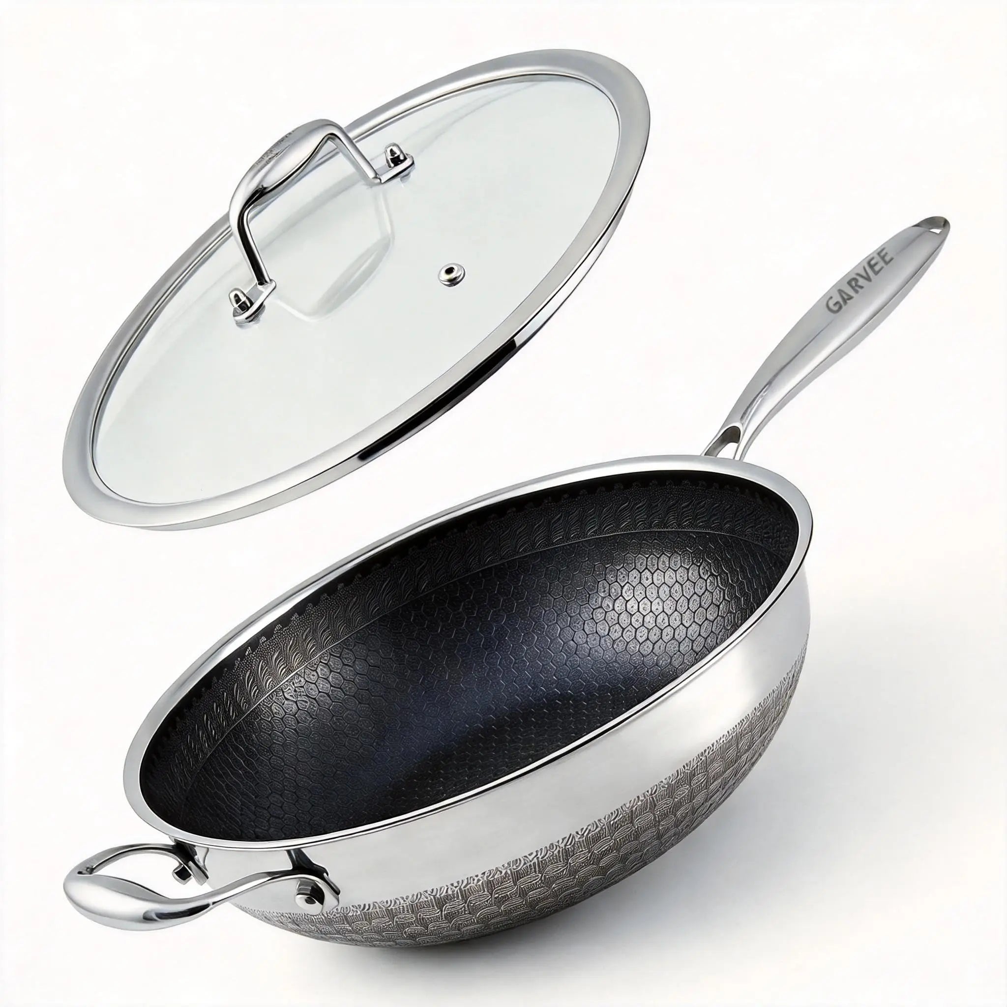 12" Stainless Steel Wok Pan,4L Nonstick