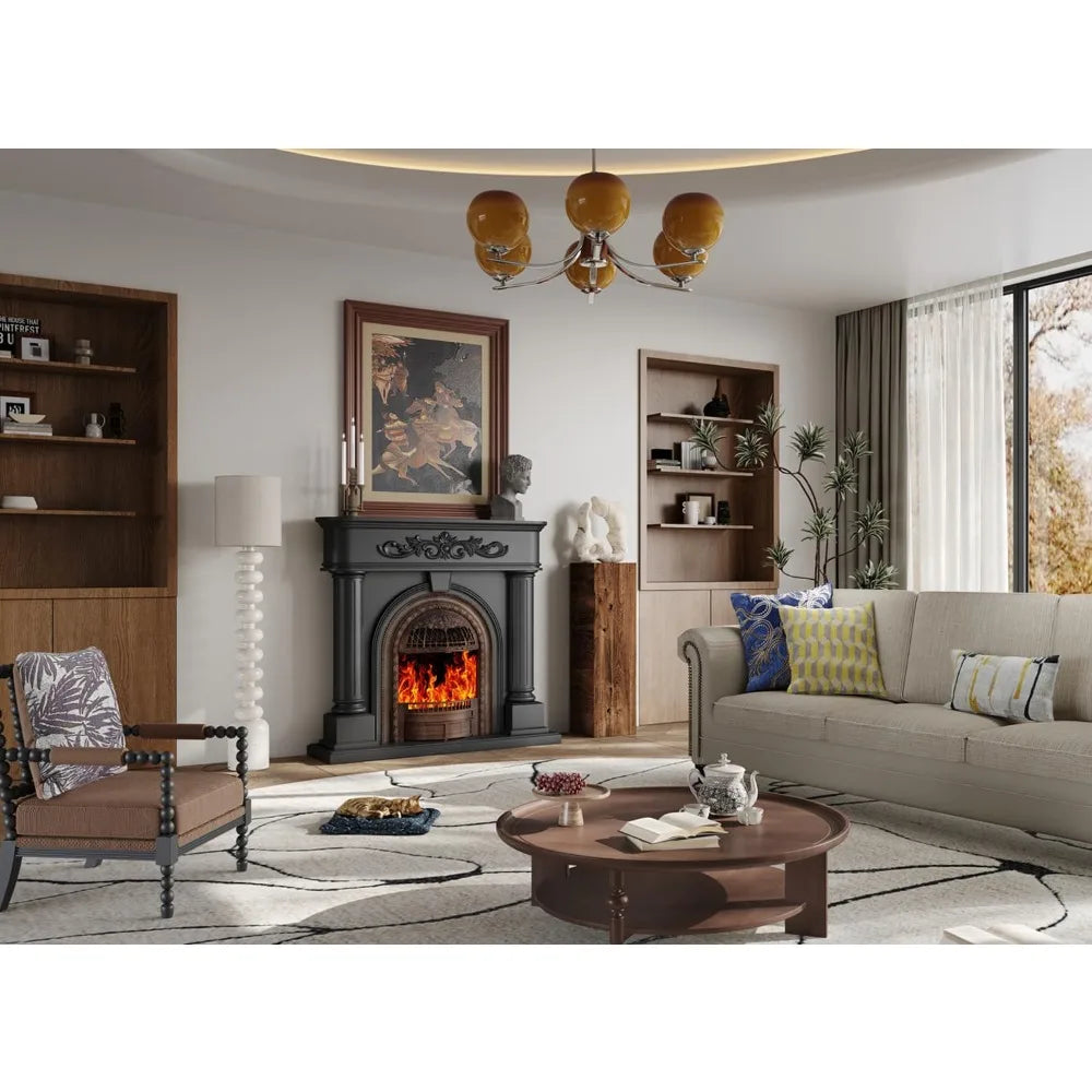Electric Fireplace Mantel, Solid Wood 51"