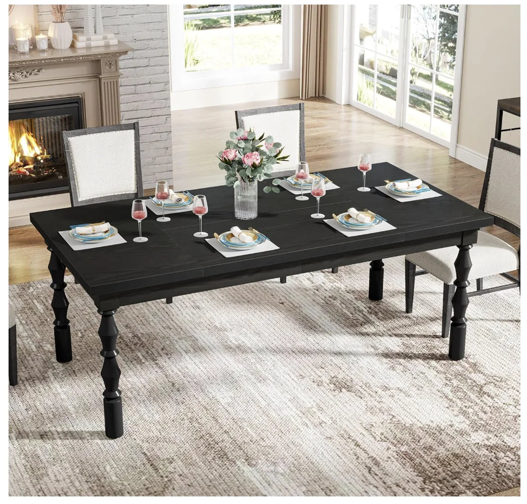 62" Wood Black for 4-6 Farmhouse Rectangle
