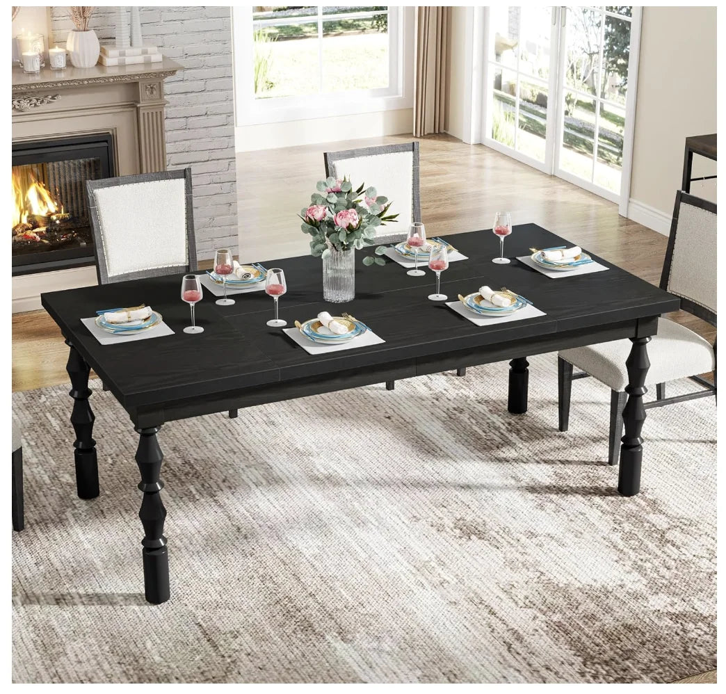 62" Wood Black for 4-6 Farmhouse Rectangle