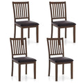 4 Wooden Upholstered Slat Back PVC Leather