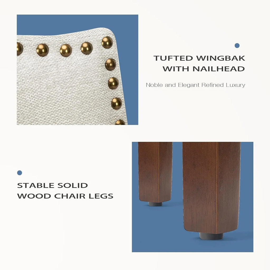 2 Modern Wooden Legs Padded Seat