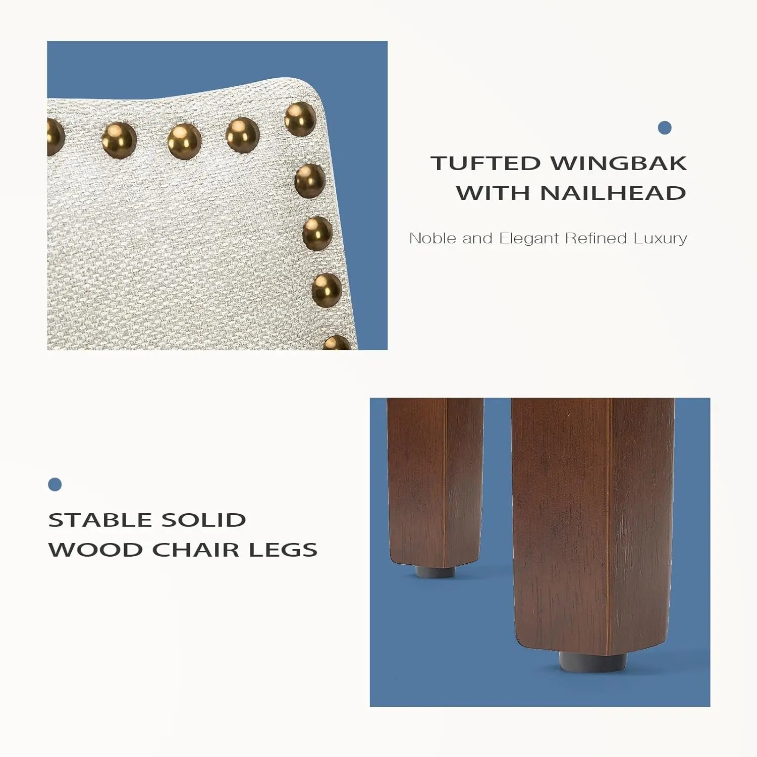 2 Modern Wooden Legs Padded Seat
