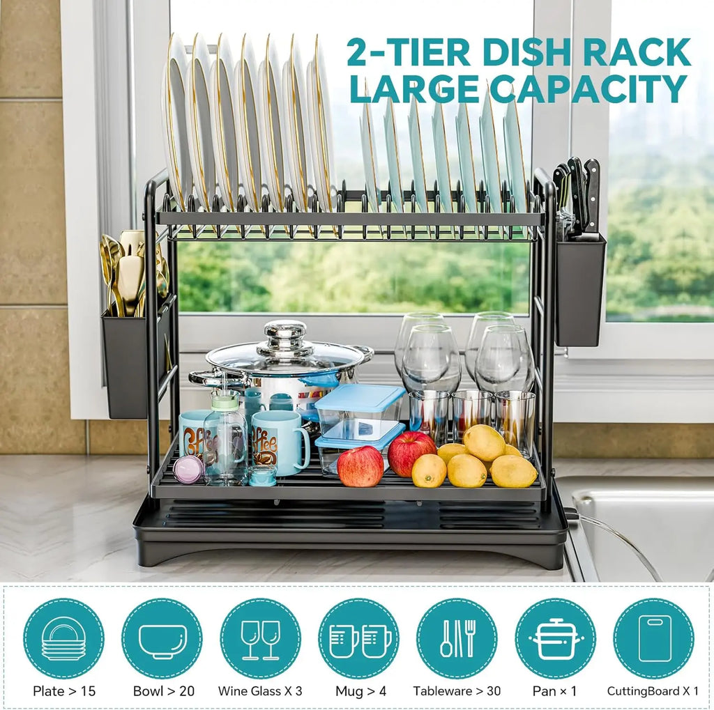 2-Tier Dish Rack Counter, Large