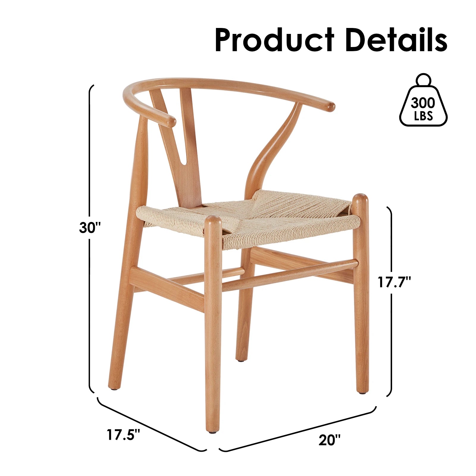 2 Fully Assembled Wishbone Rattan Solid Wood