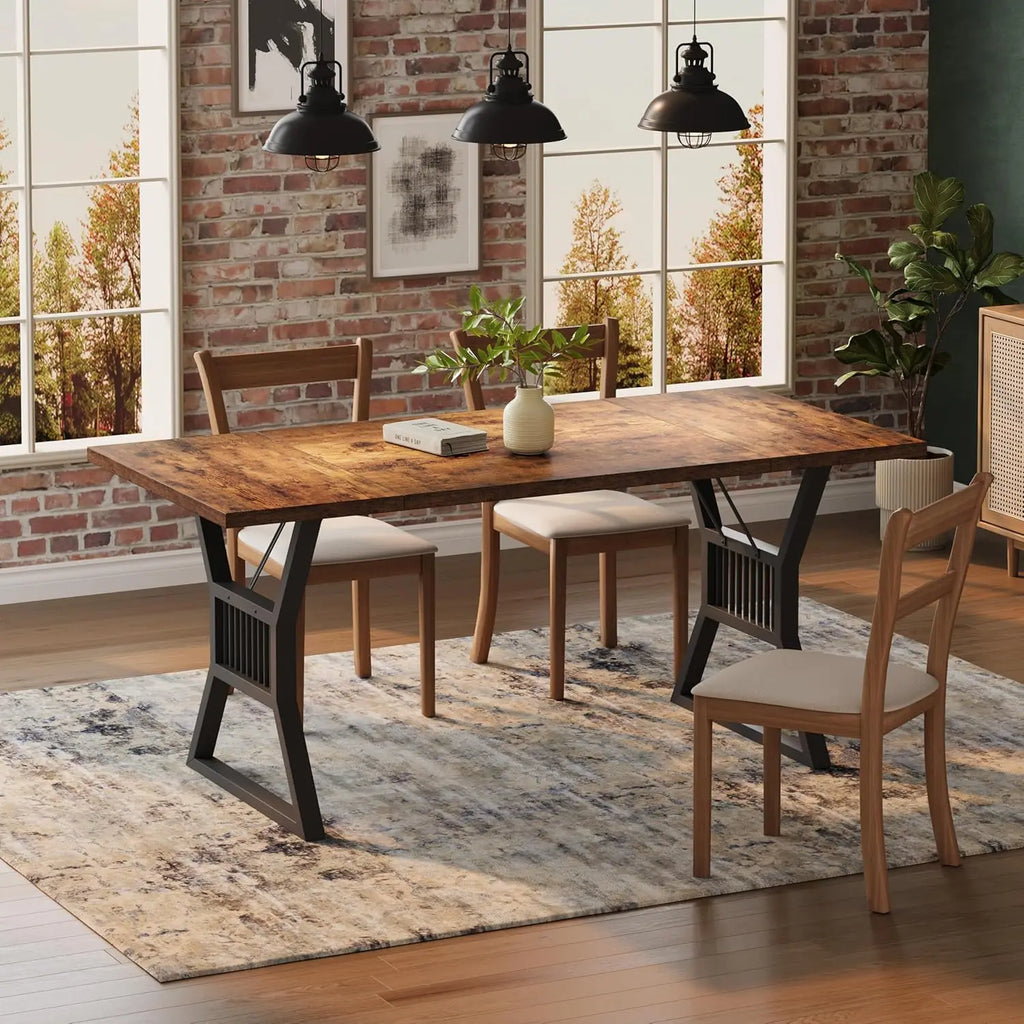 70.8" Large for 6-8 Industrial Wooden/Metal