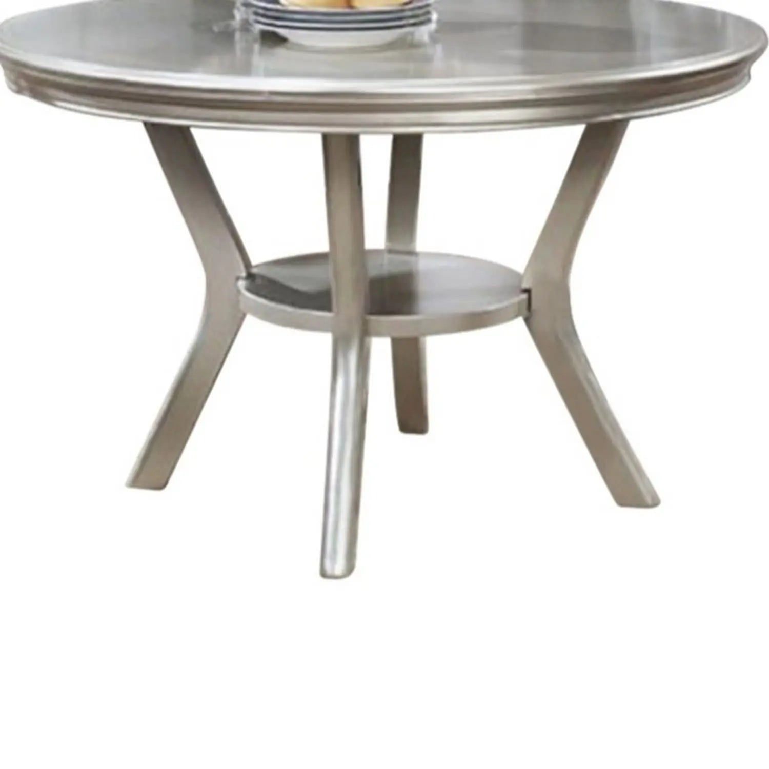 Contemporary Round Dining Table, Champagne
