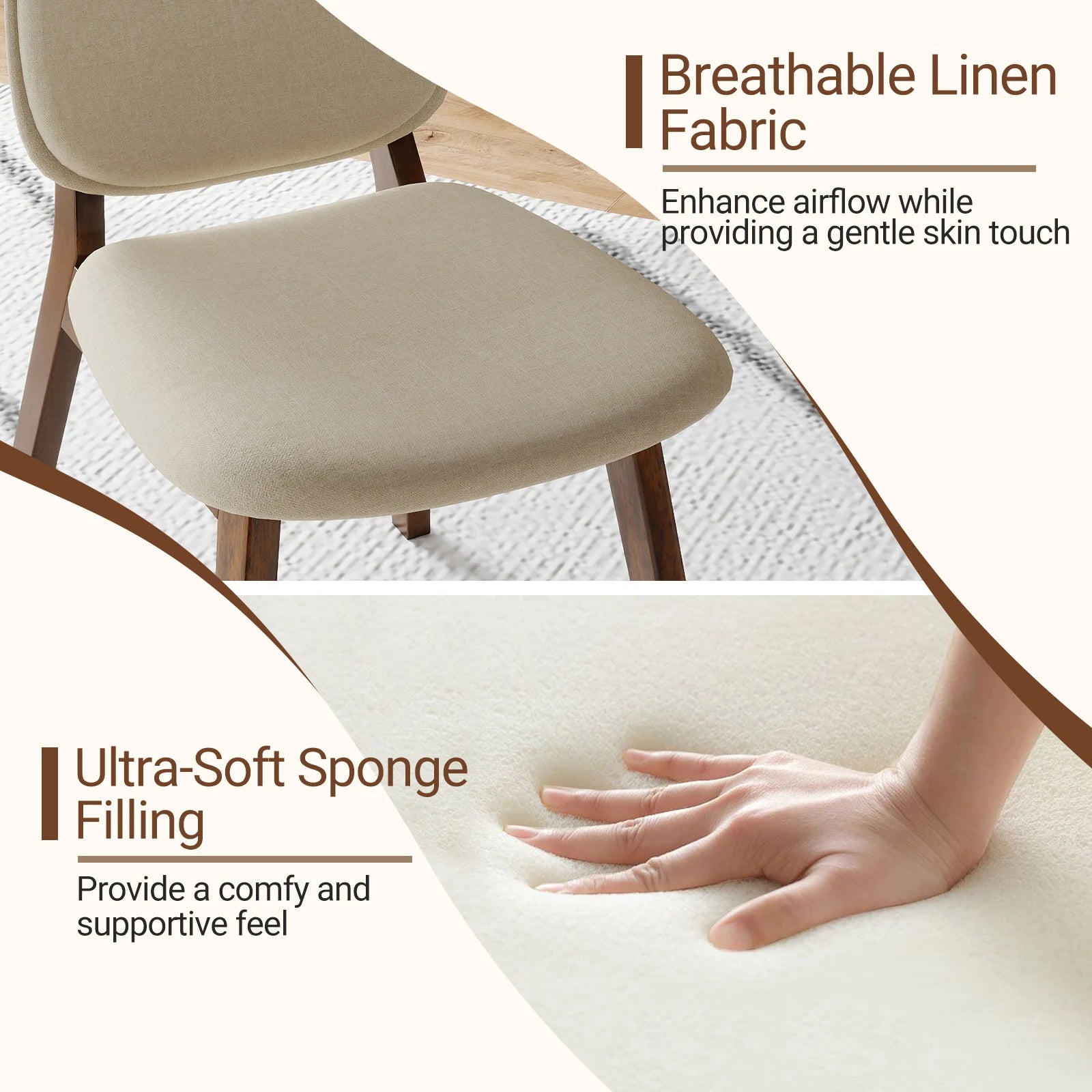 2 Modern Upholstered Backrest Seat