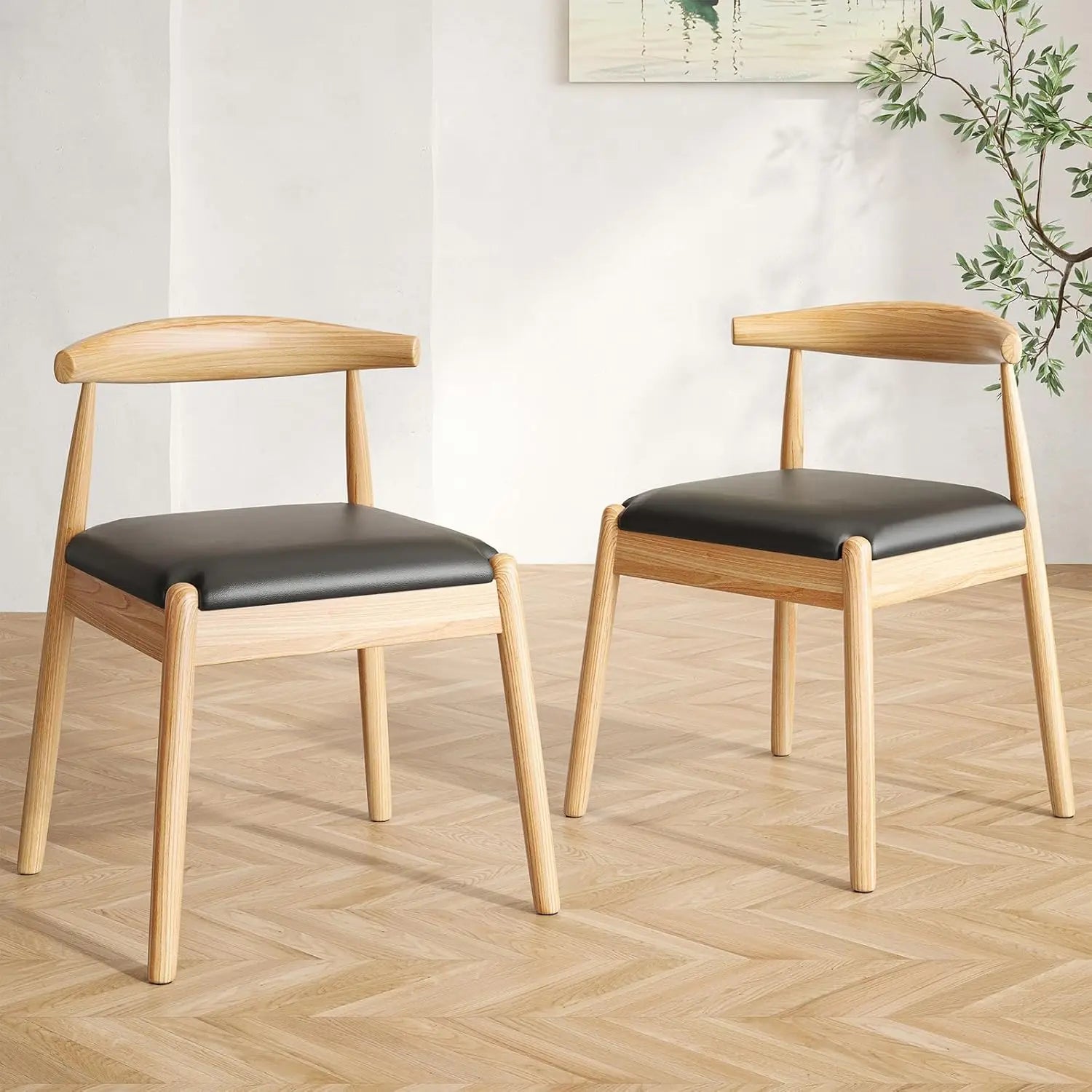 2 Mid-Century Modern w/Solid Wood Legs