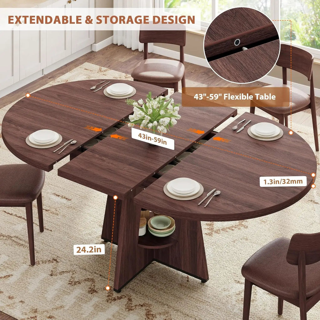 43-59" Extendable Round/oval for 4-8