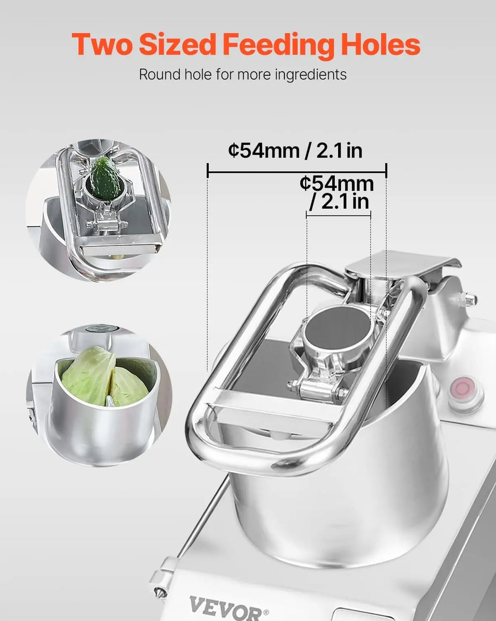 Food Processor with 2 Holes, Stainless Blades