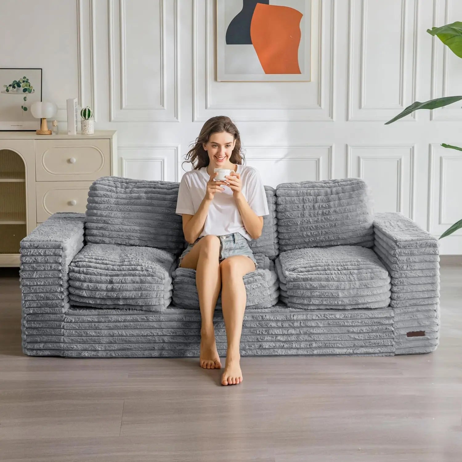 3-Seater Couch Boneless Tuffed