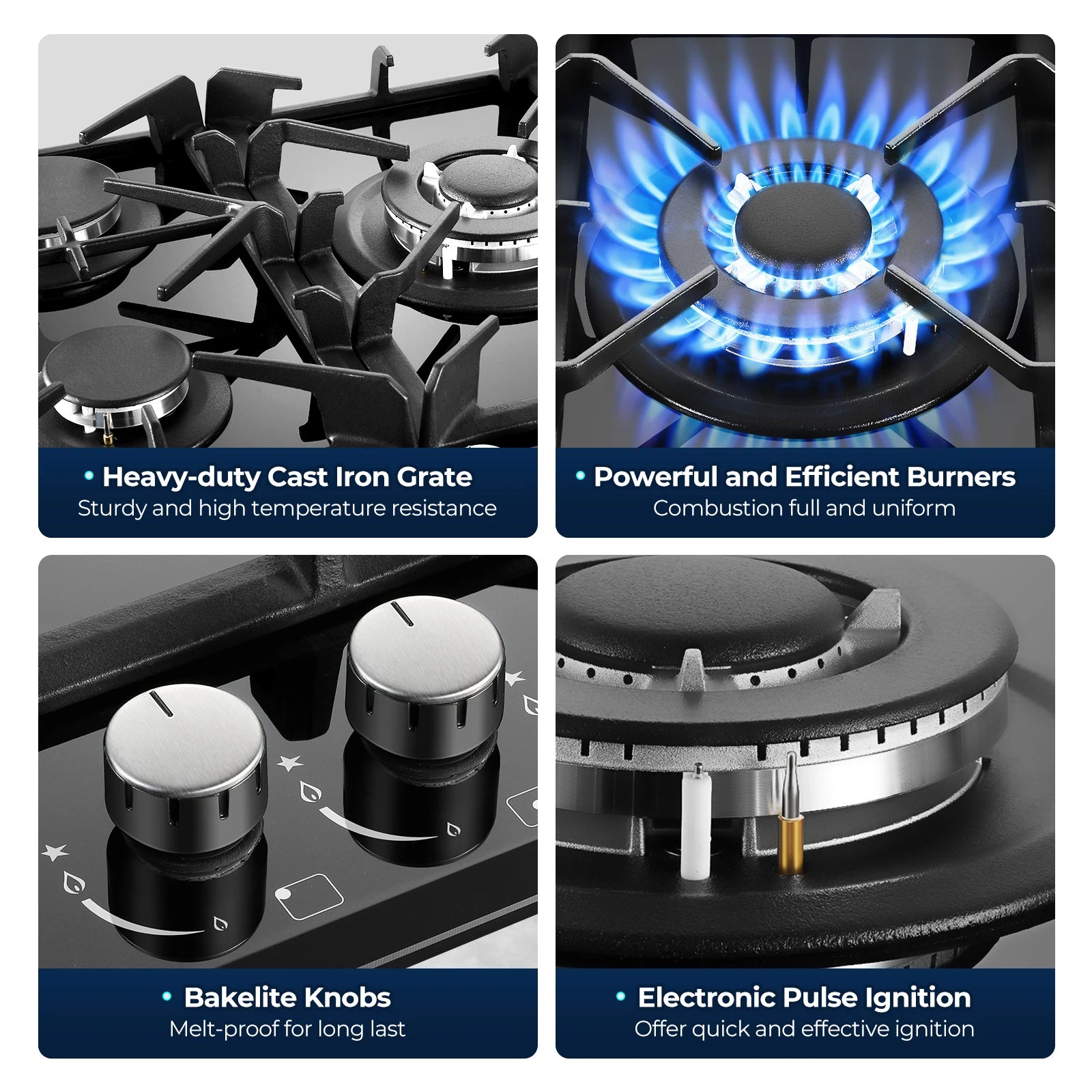 30" 5 Burner Stove Top Built-in NG/LPG Convertible