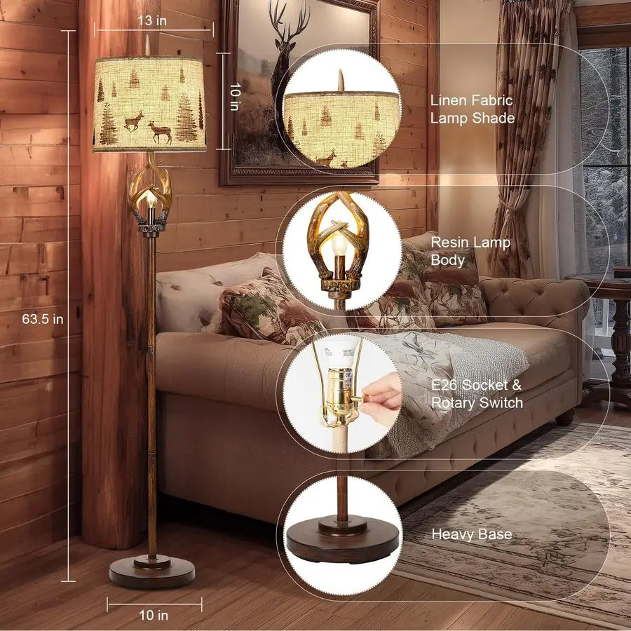 Rustic Farmhouse Antlers Lamp