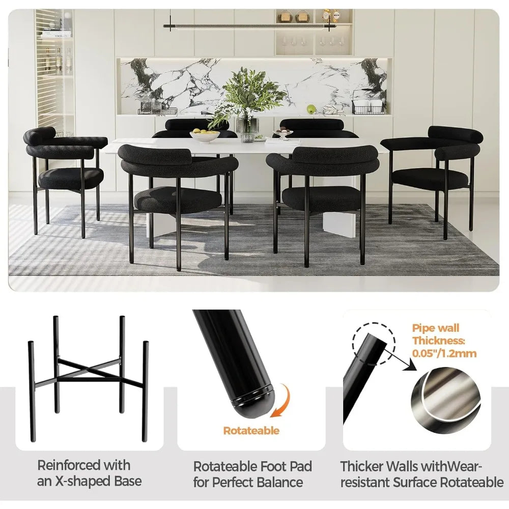 4 Modern Black Boucle Barrel Metal