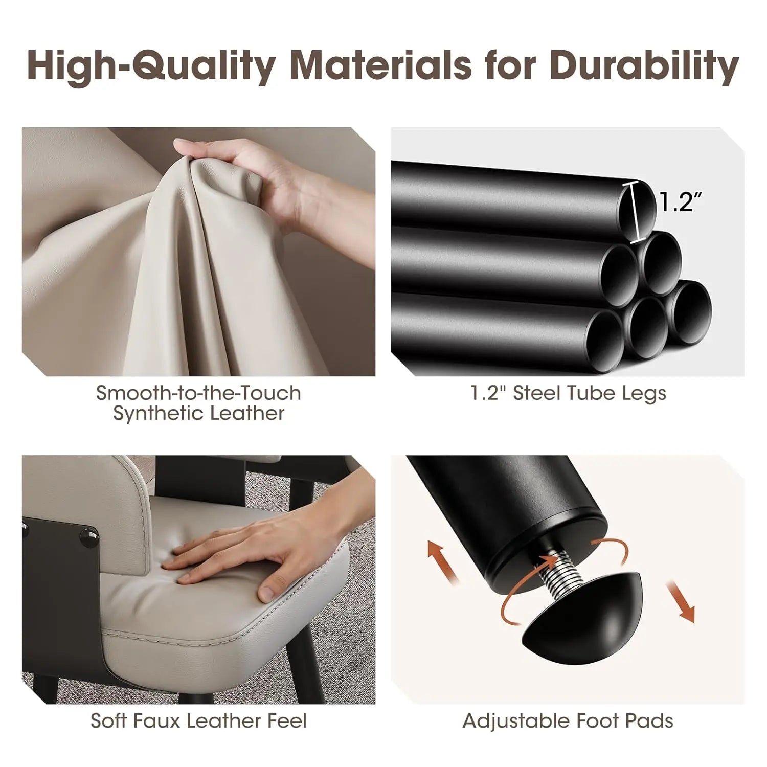6 Modern Upholstered Faux Leather Curved