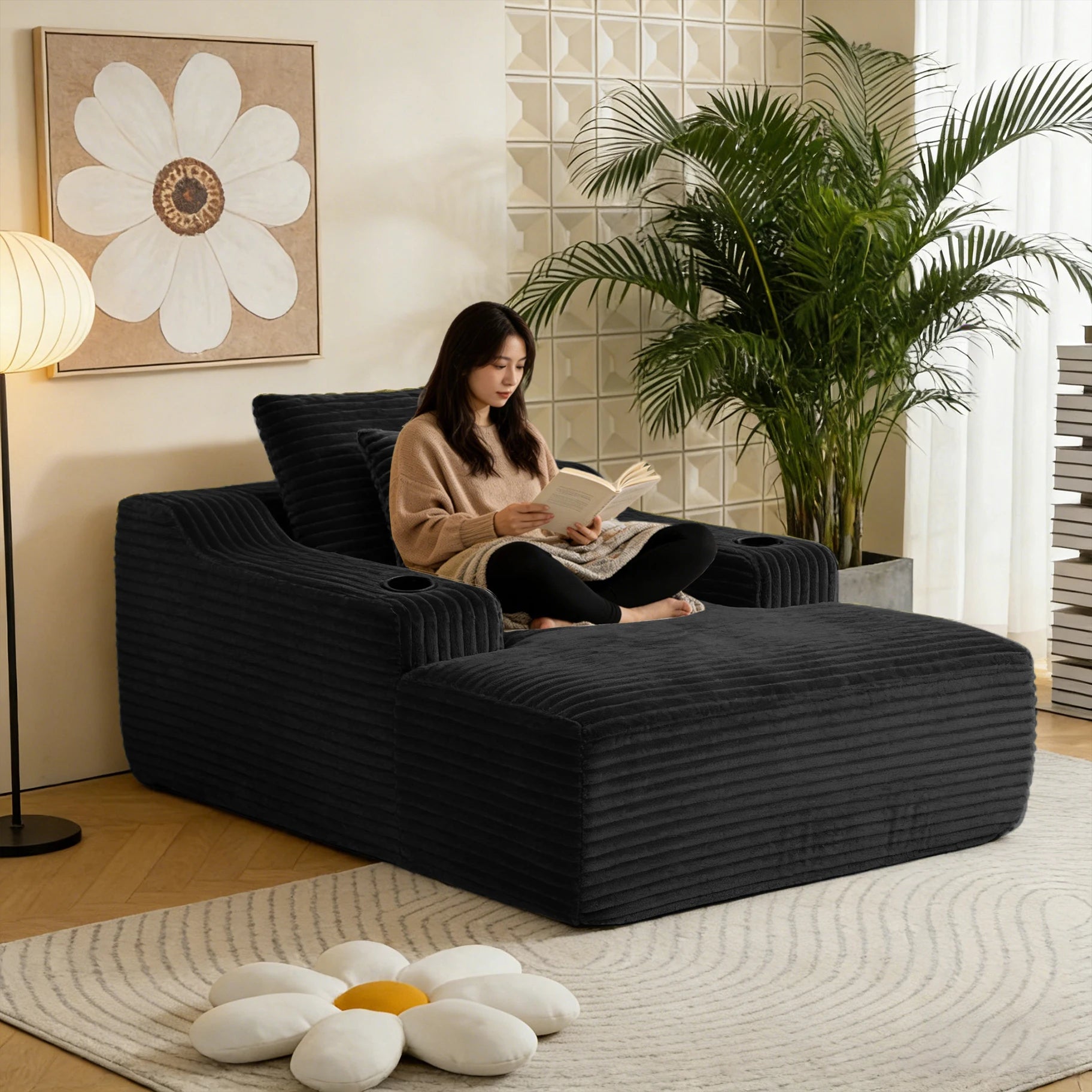 67'' Corduroy Chaise Lounge