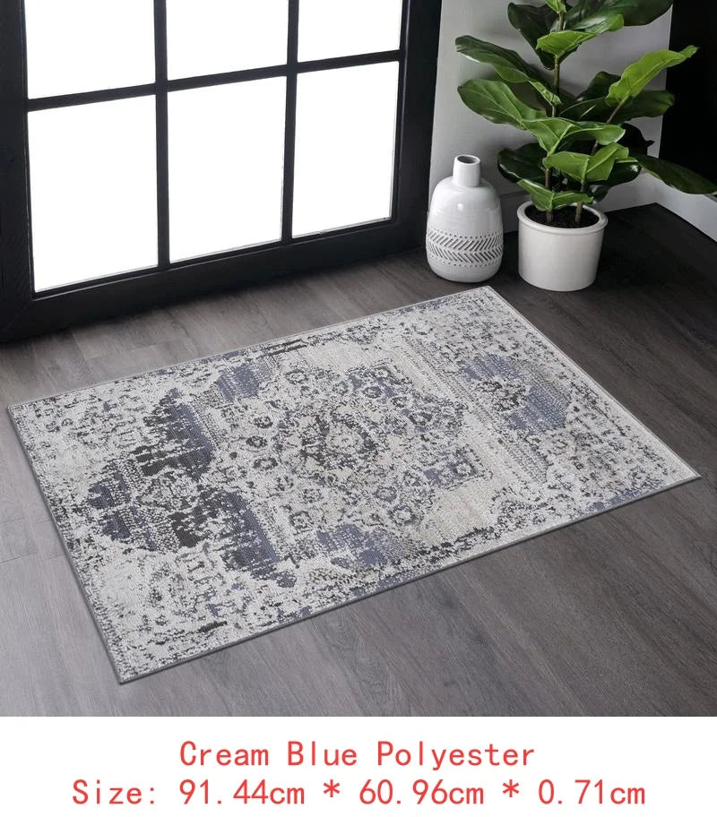 2X3 Cream Blue Medallion