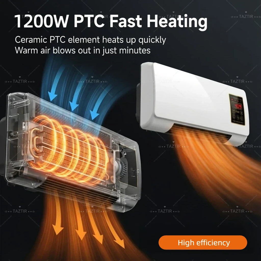 2-in-1 Wall-Mounted Heater 1400W W/6-Hour Timer