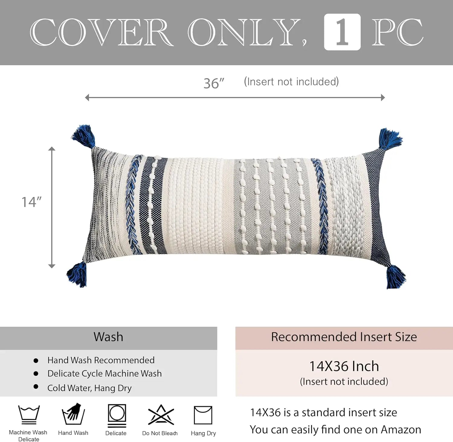 Lumbar Pillow Cover 14x36