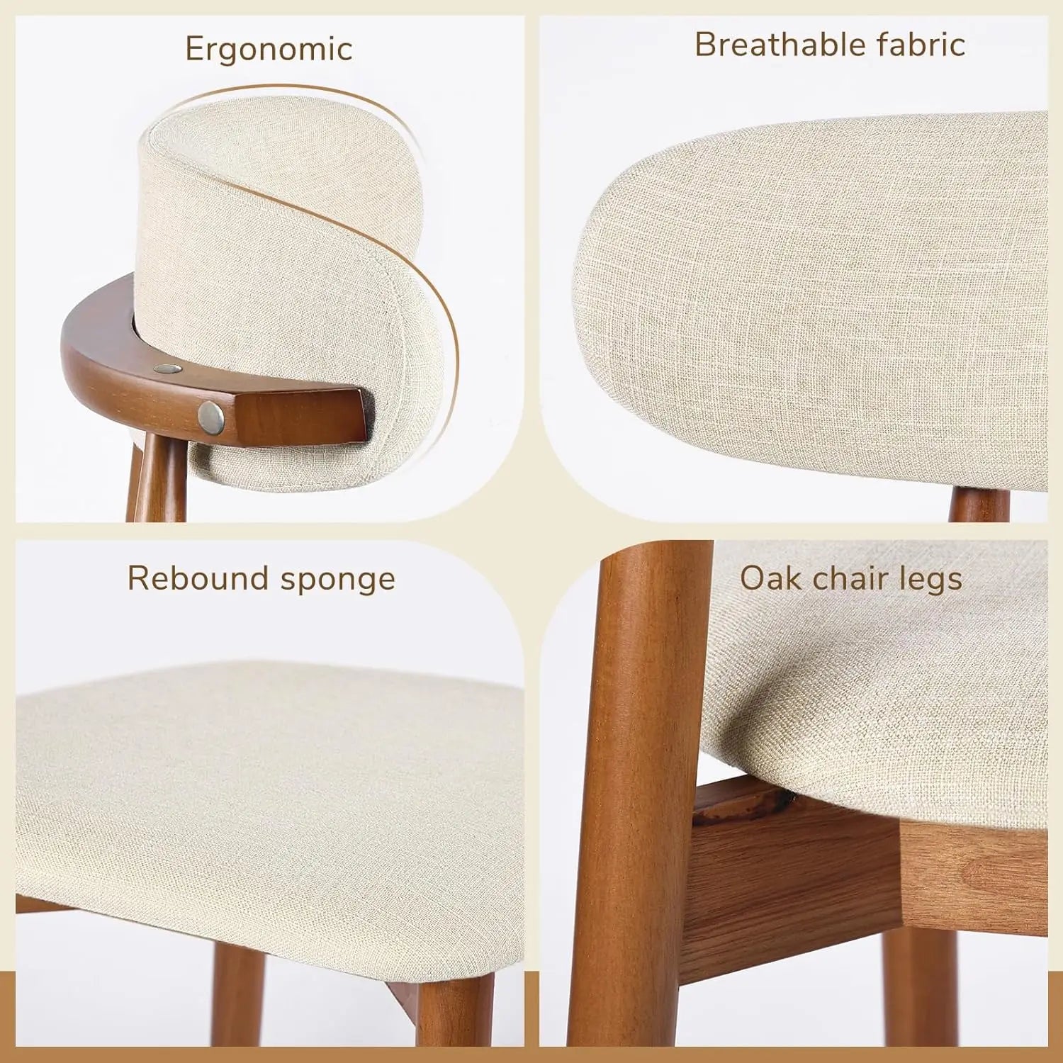 4, Breathable Fabric Upholstered