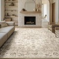 8x10 Beige Floral Washable