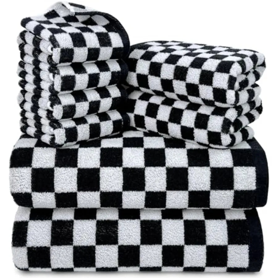 Towels Set of 8, Cute Checkered Towels