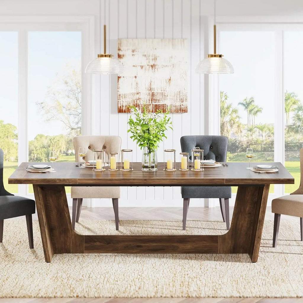 70.87"  Large Wooden for 6-8 People Rectangular Farmhouse