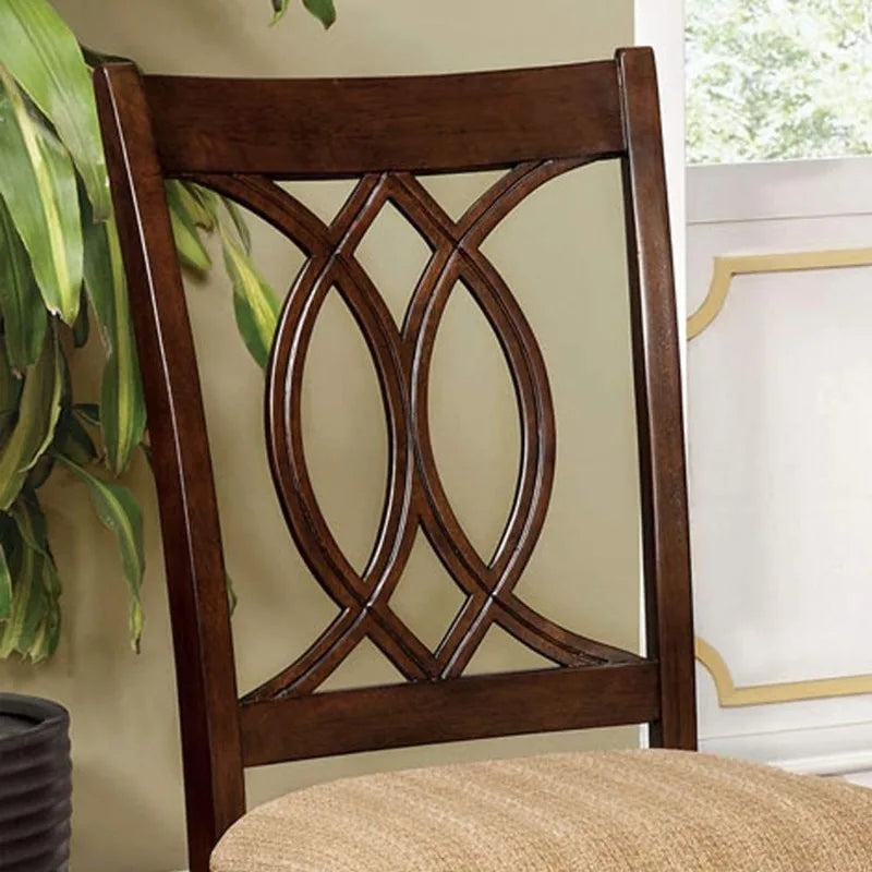 2 Dark Brown Wooden Lattice Backrest
