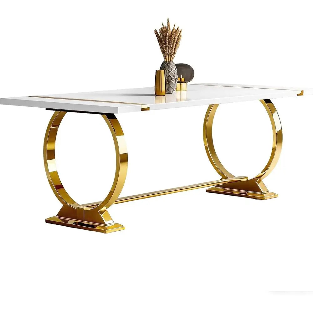 Elegant 80 White & Gold Dining for 6-8