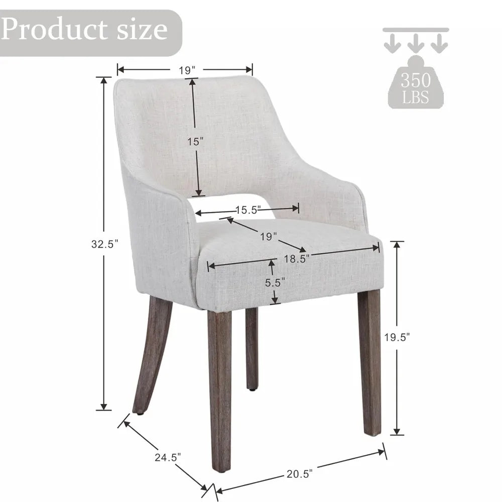 2 Linen Upholstered, Wood legs