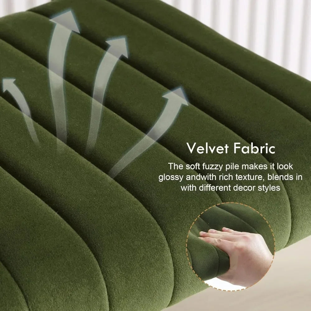 4 Mid Century Modern Green Velvet Tufted