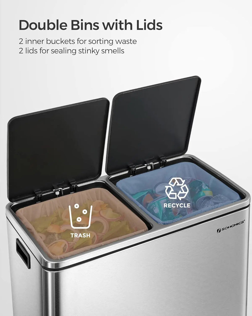 2 Compartment Can w/Hinged Lids