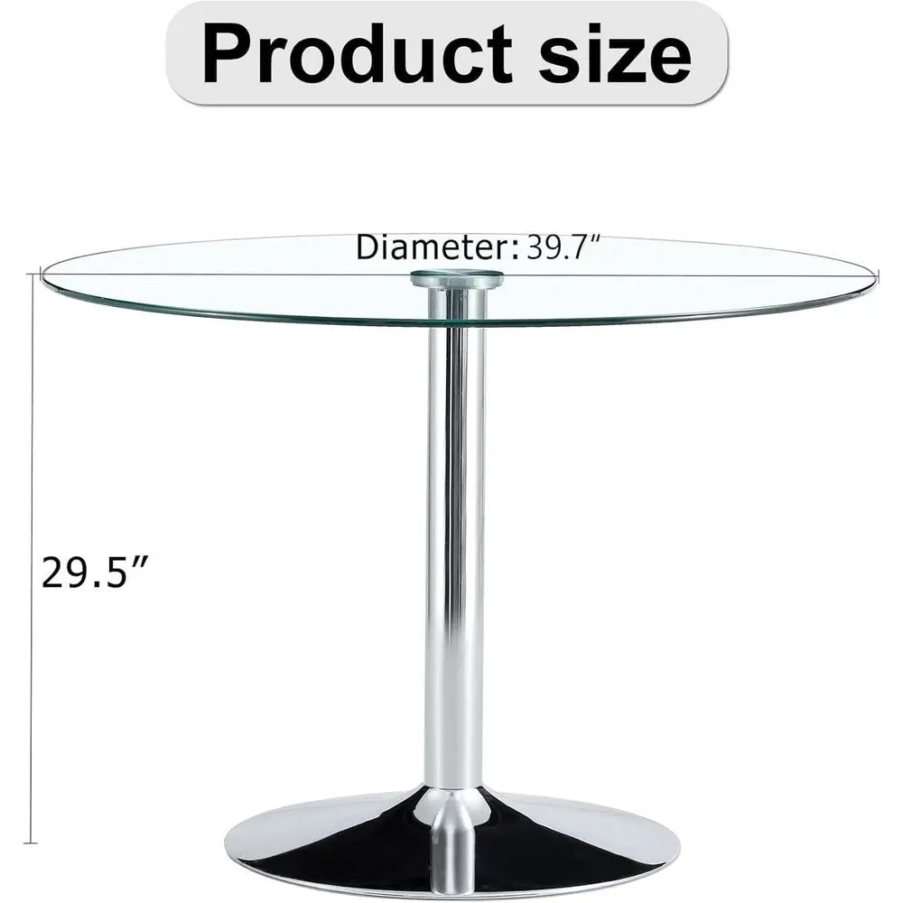40 Round Tempered Glass Top stainless legs